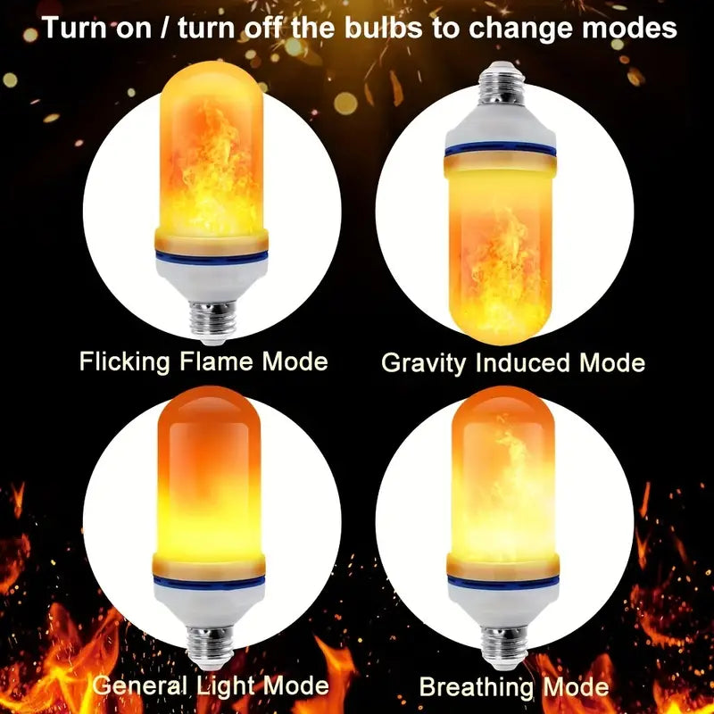 Twinkling Yuletide Flames: 4pc LED Christmas Light Bulb Set
