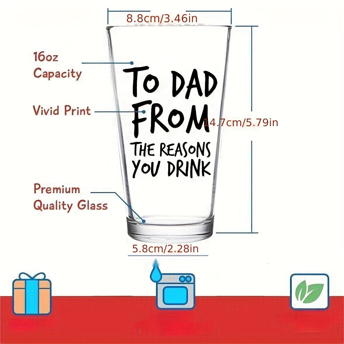 Large 500ml U-Shaped Glass Beer Cup with Letter Print