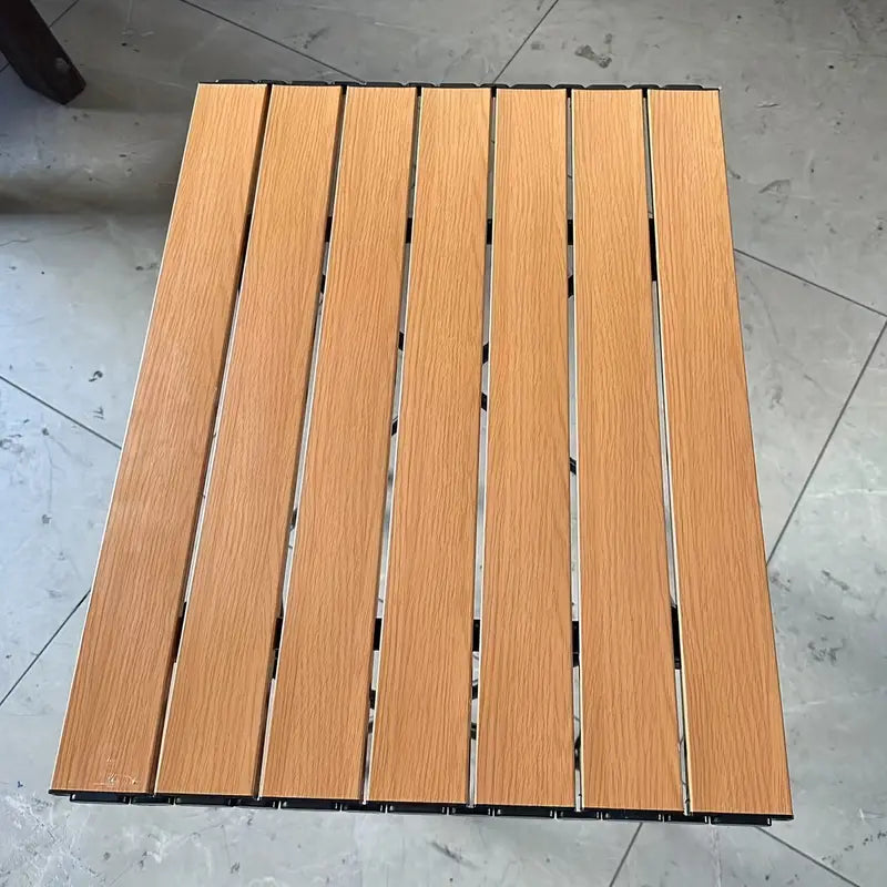 Portable Folding Outdoor Picnic Table - Aluminum Alloy, Wood Color