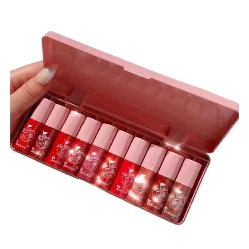 10 pcs Shimmer Mini Lip Gloss Kit - Hydrating Liquid Lipsticks Long Lasting