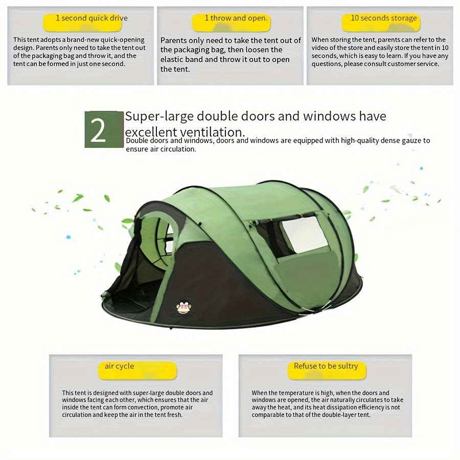 Pop-Up Boat Tent 4-Person Quick Setup Camping Shelter