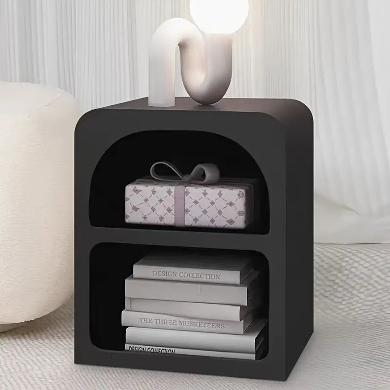 Chic Cave-Inspired Bedside Table - Black