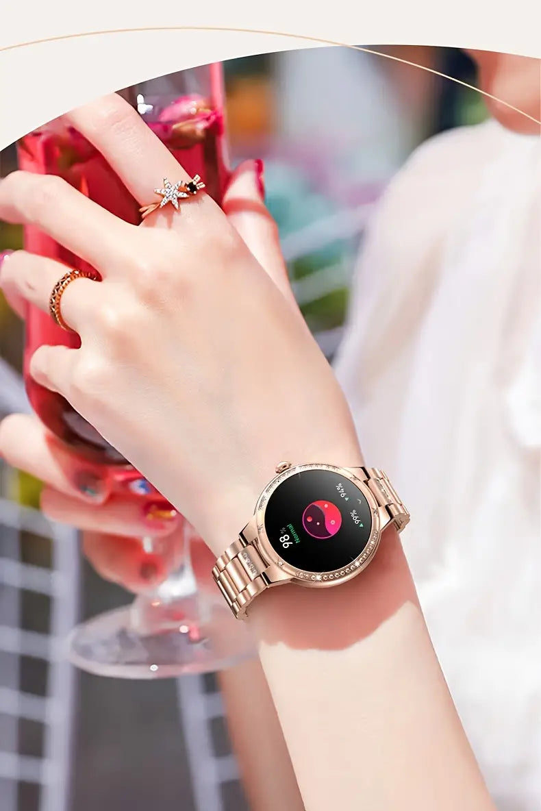 Golden Wireless Call Smart Watch for Women - Multi-Sports Modes & Voice Assistant
