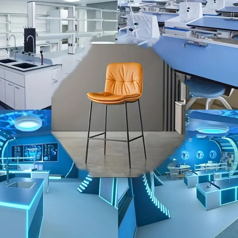 Iron Bar Chair with Backrest - Orange (75cm)