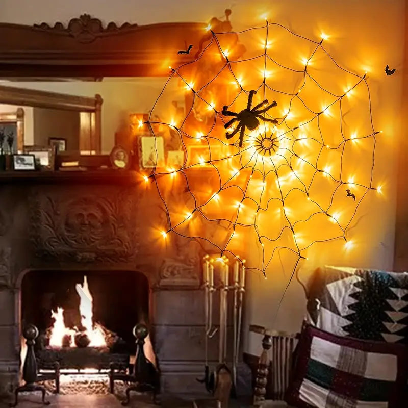 Spiderweb Glow: Warm LED Decor