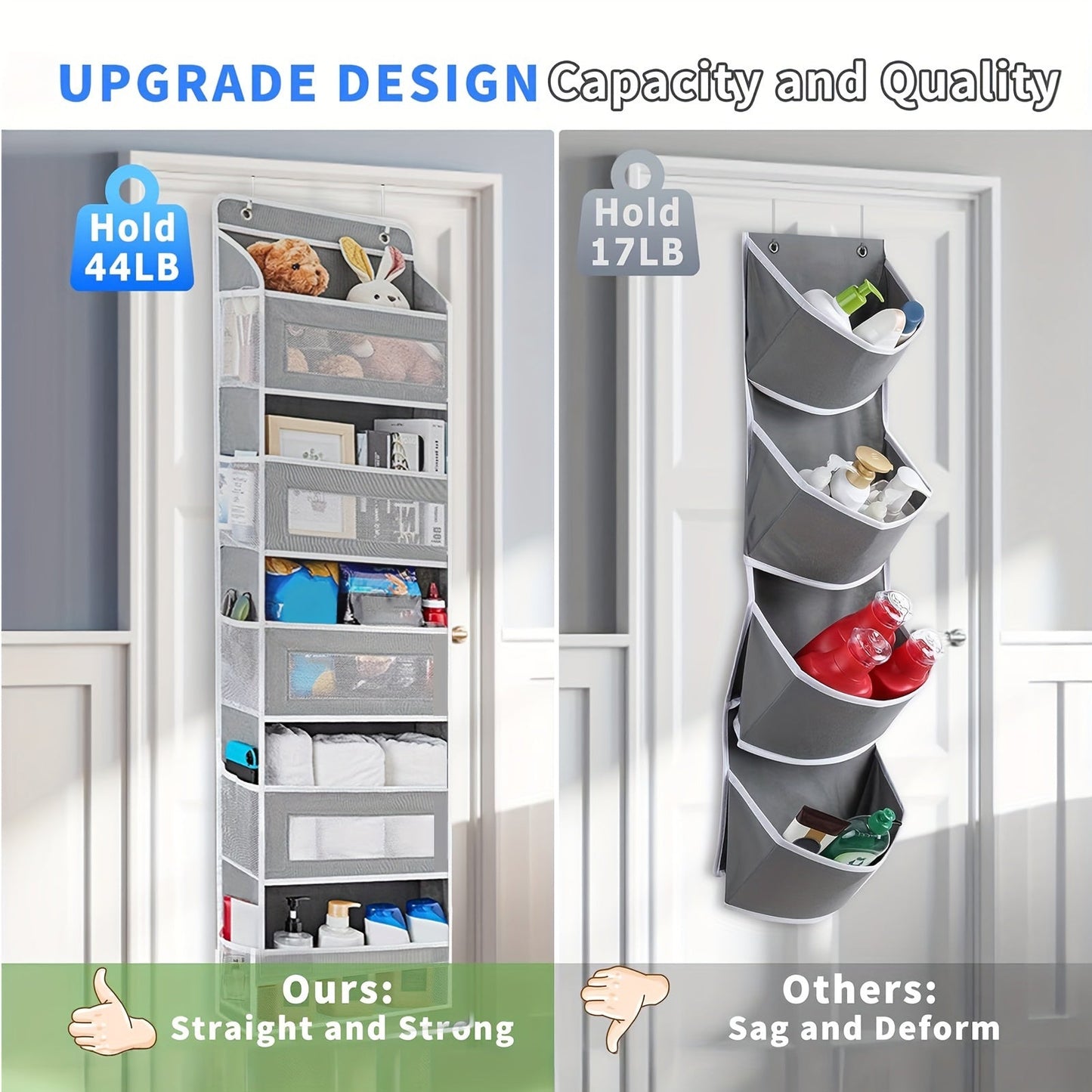 3-Layer Over-the-Door Storage Rack Gray
