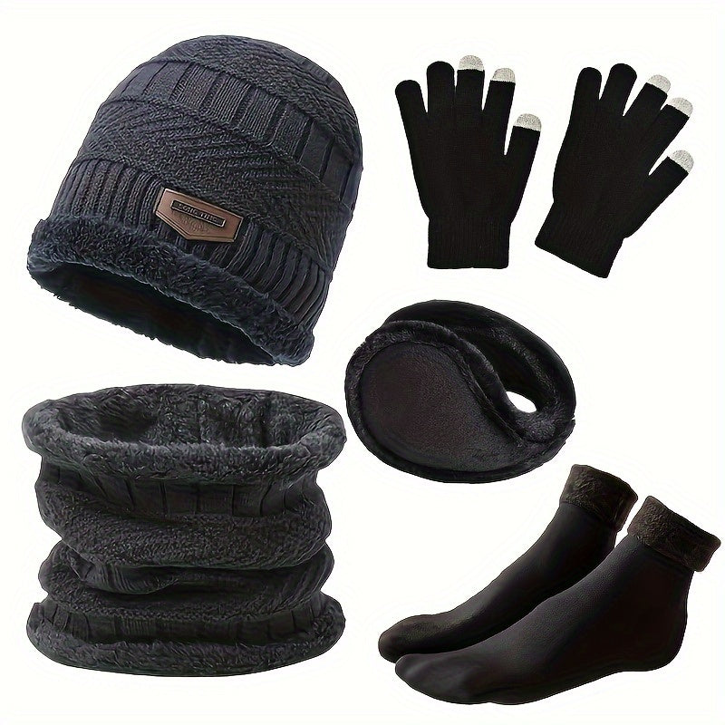 Winter Knit Accessories Set for Adults (5-Piece)