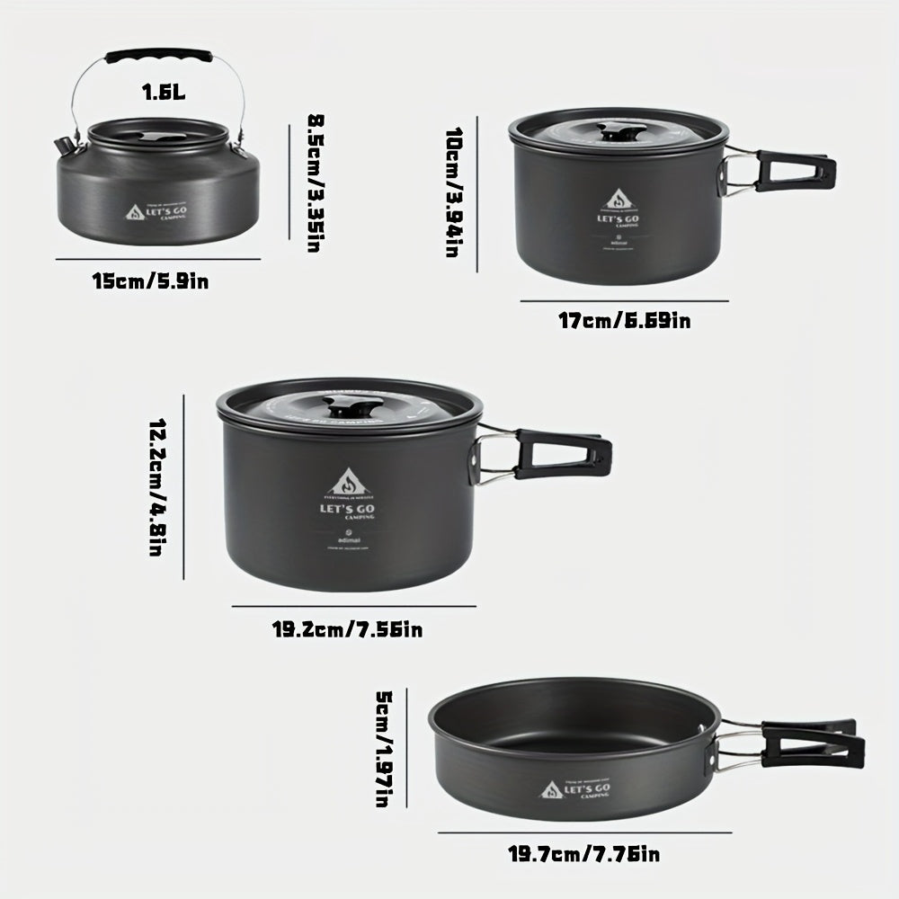 4pcs Aluminum Camping Cookware Set for Outdoor Cooking