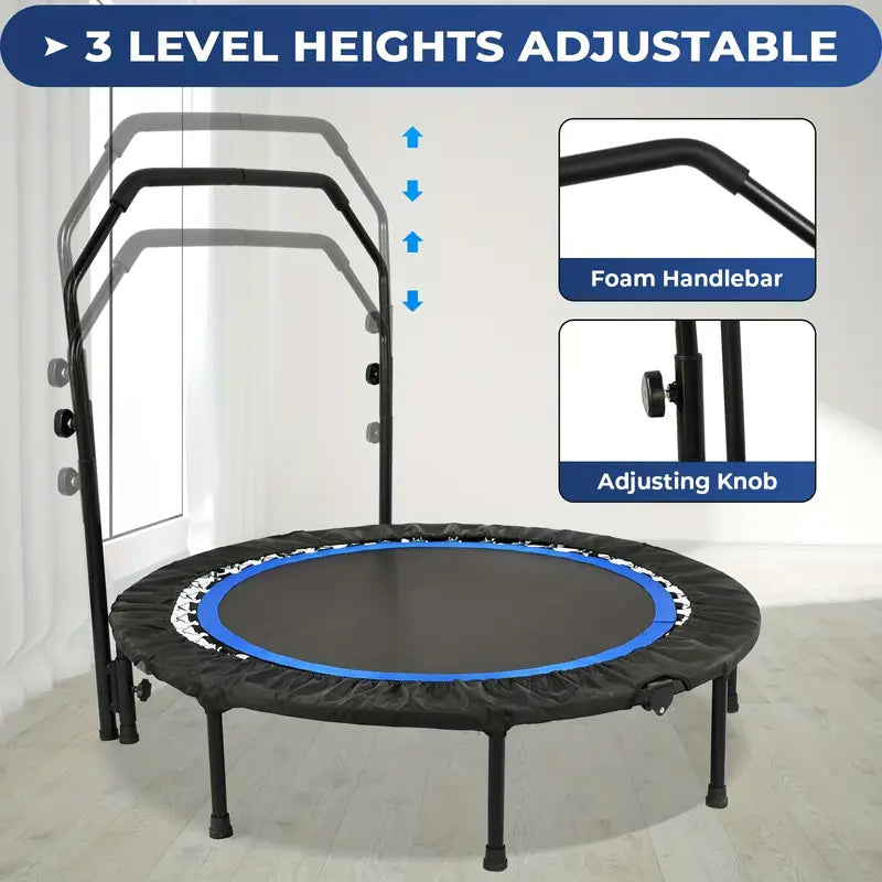 1pc 121.92cm Mini Fitness Trampoline with Adjustable Handle - Blue