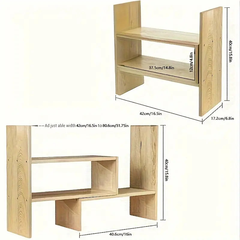 Rustic Wooden Multi-layer Desktop Storage Rack