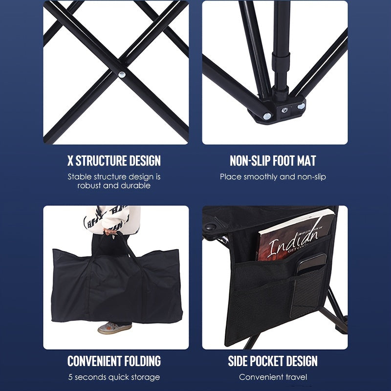 6-Person Folding Bench with Storage Pockets