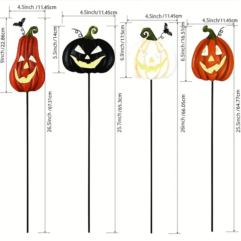 Spooktacular Glow: Set of 4 Halloween Fluorescent Pumpkin Yard Signs