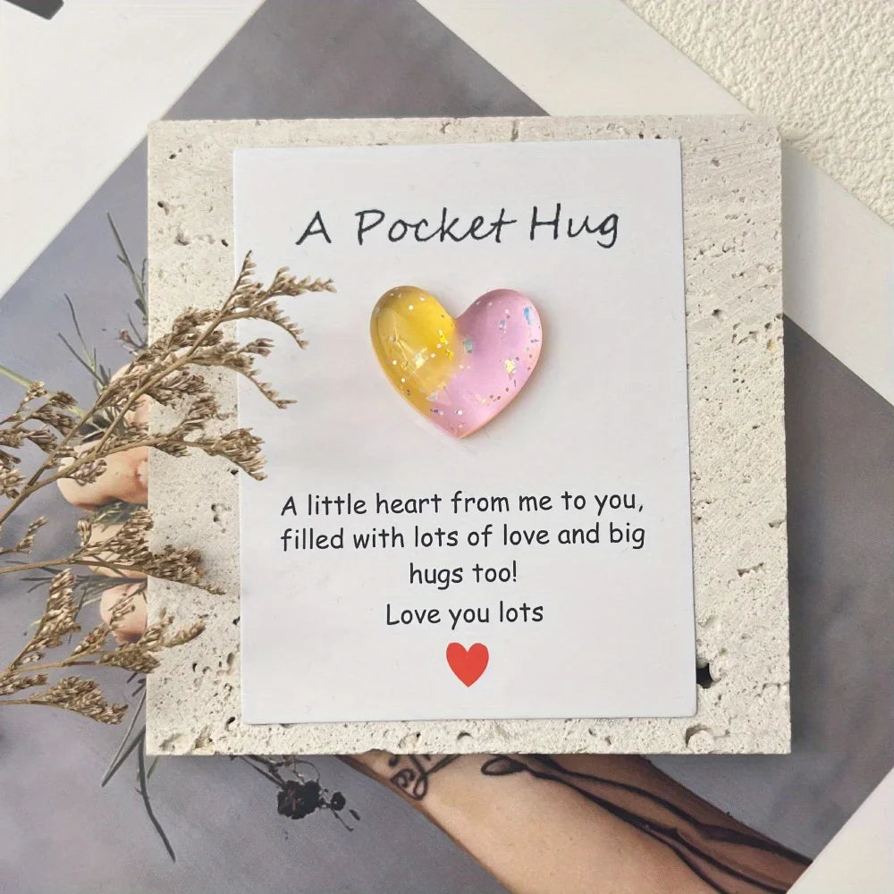8pcs Heart Pocket Hug with Encouragement Card