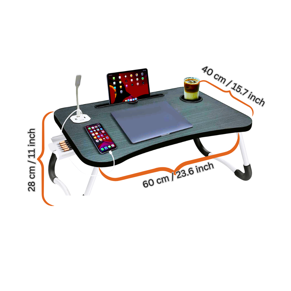 Portable Folding Laptop Bed Tray Table Lap Desk Notebook Breakfast Cup Slot