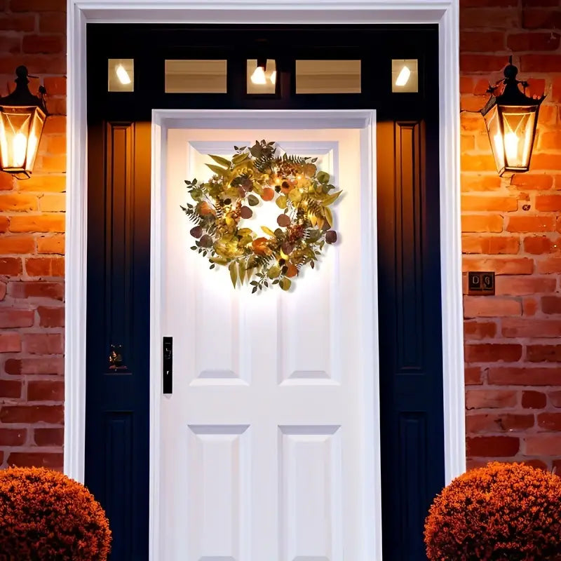 Autumn Glow: LED Light Wreath with Artificial Foliage