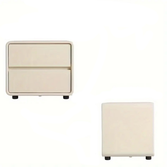 Bedside Table w/ Fabric Drawers - White