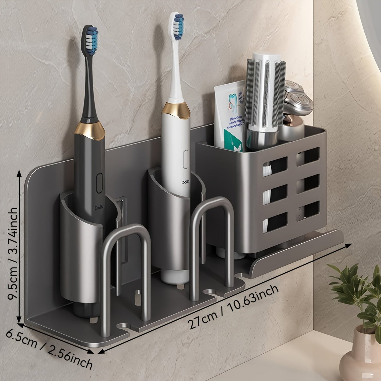 Wall Mount Aluminum Toothbrush Razor Holder