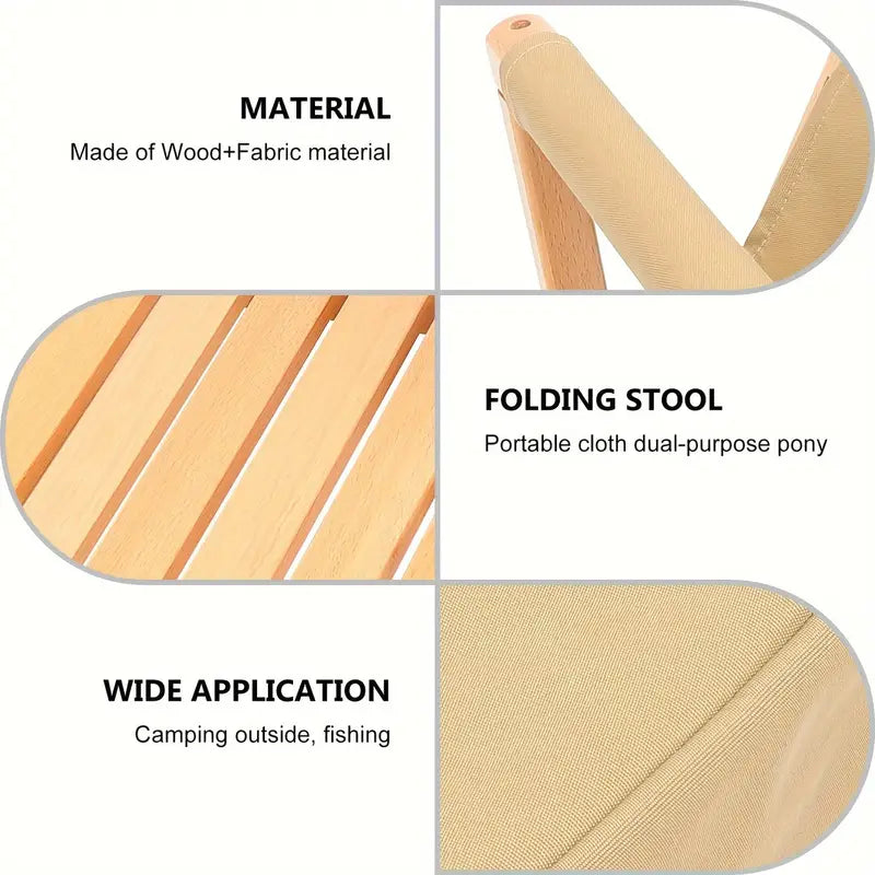 Portable Folding Wooden Camping Stool