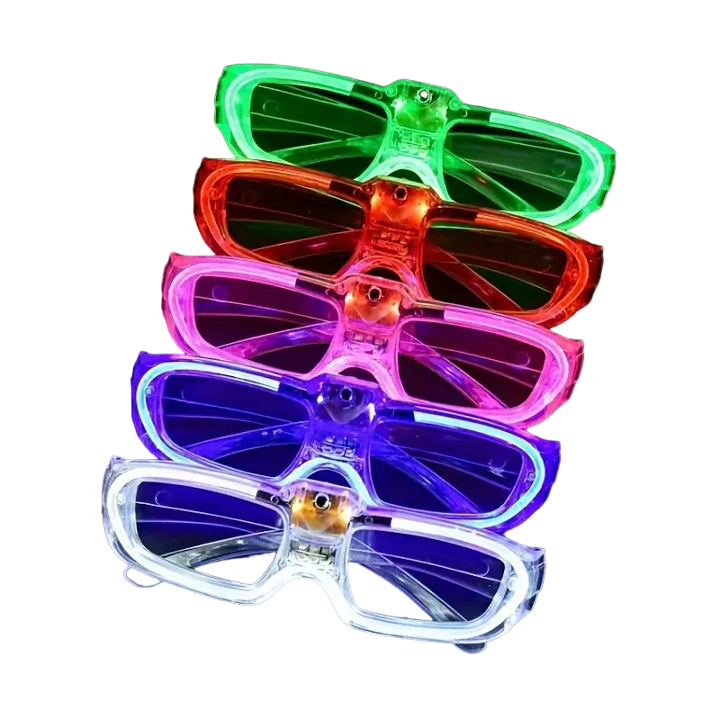 Illuminate the Night: 10-Pack LED Glasses Featuring 5 Neon Light Modes