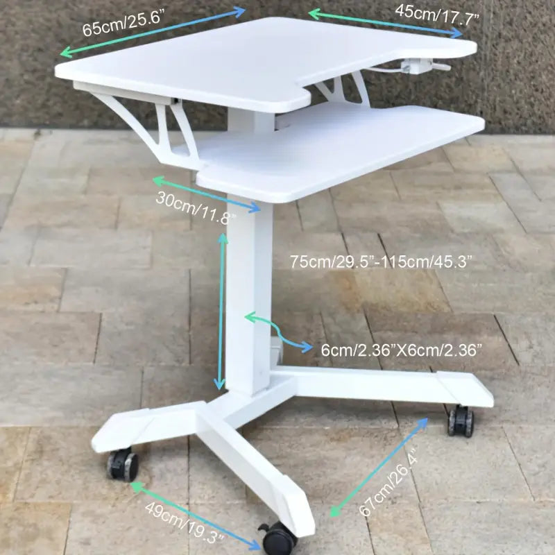Height Adjustable Mobile Standing Desk with Keyboard Tray