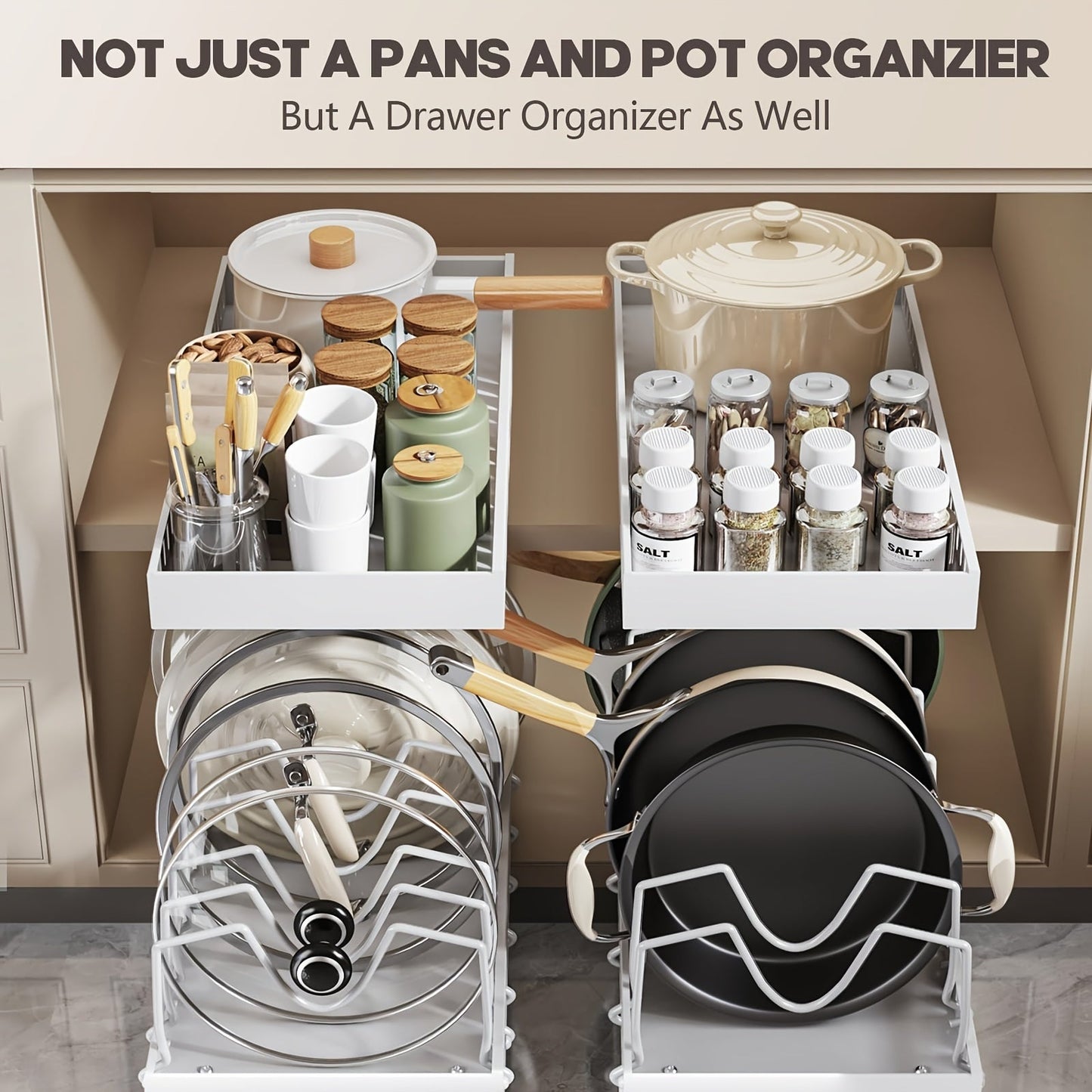 Pull-Out Cookware and Lid Organizer Rack (2-Piece)