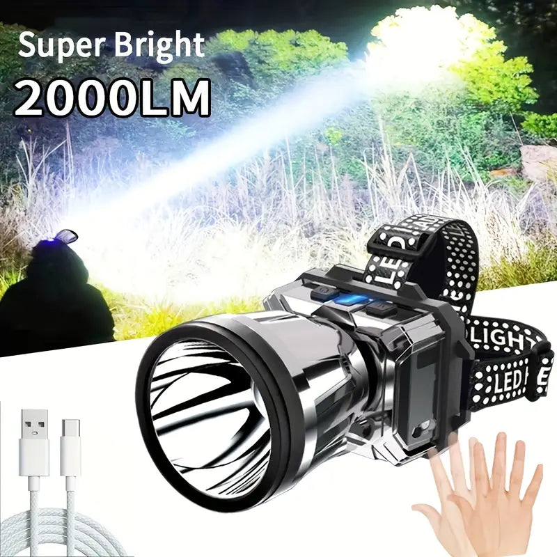 Super Bright USB Rechargeable Camping Headlight