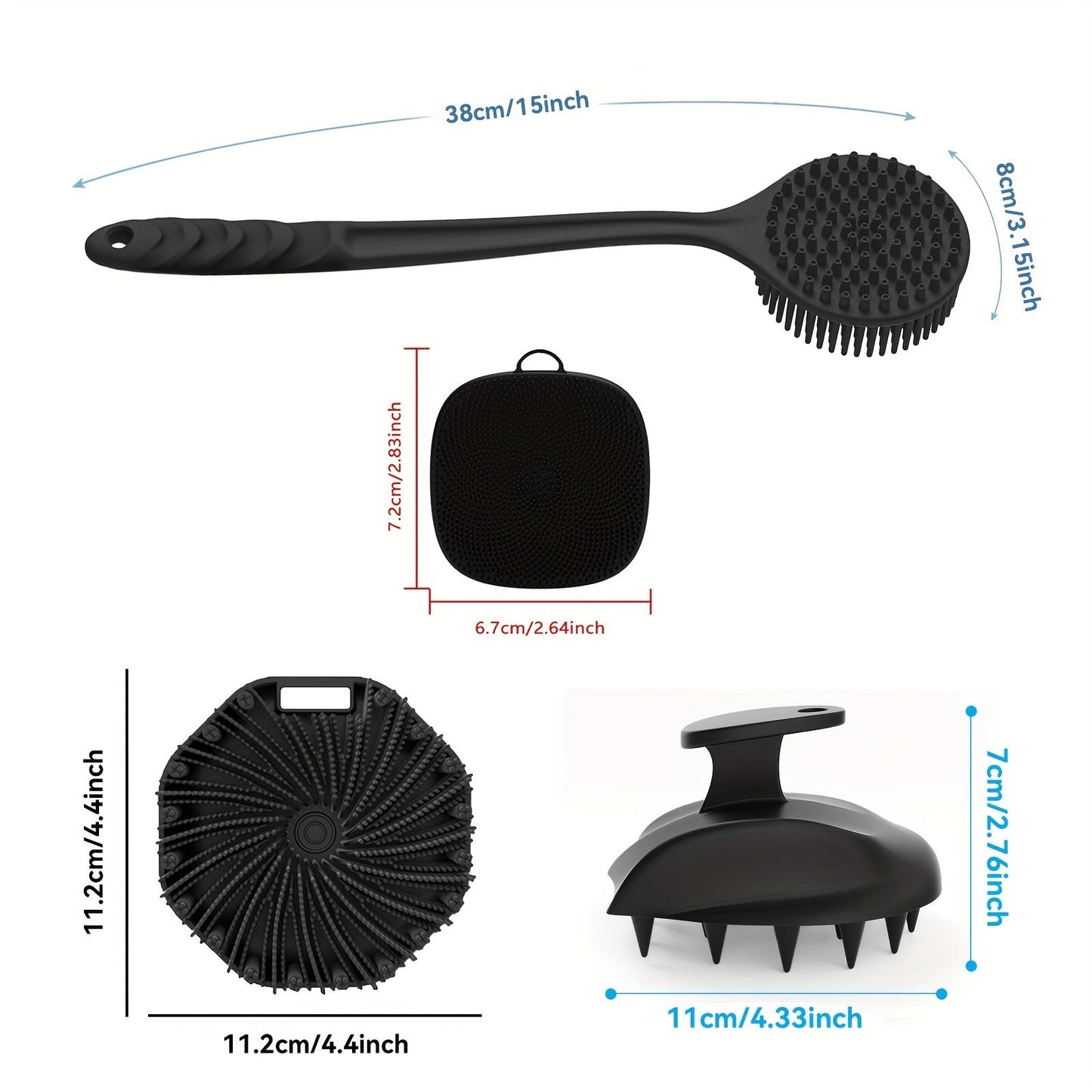 Silicone Bath Brush Set Gentle Exfoliating (4pcs)