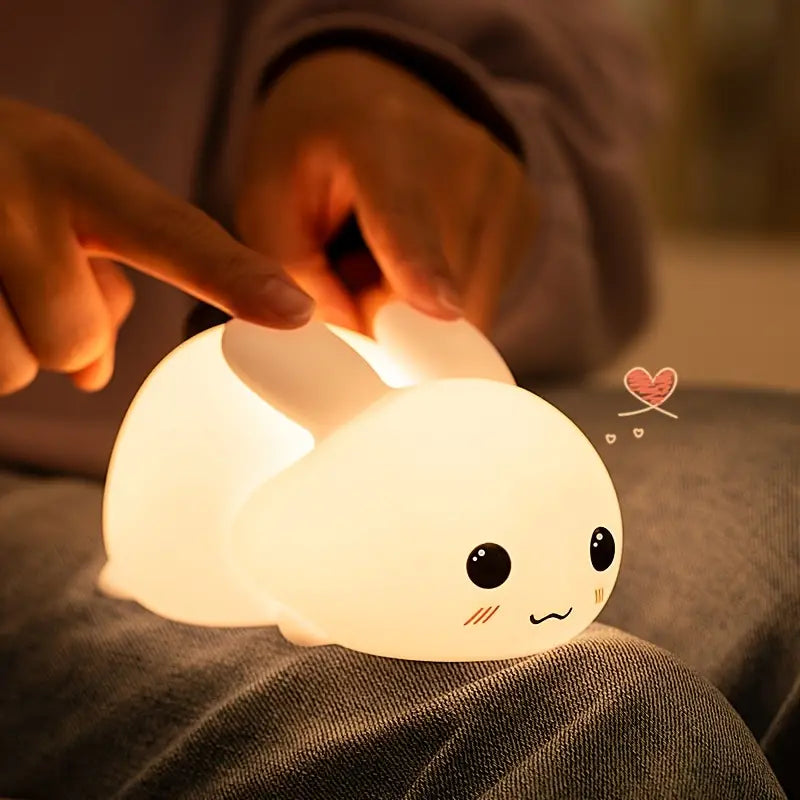 LED Cute Bunny Night Light - Rechargeable Color Changing Lamp for a Glowing Rabbit Experience- Colorful With Remote