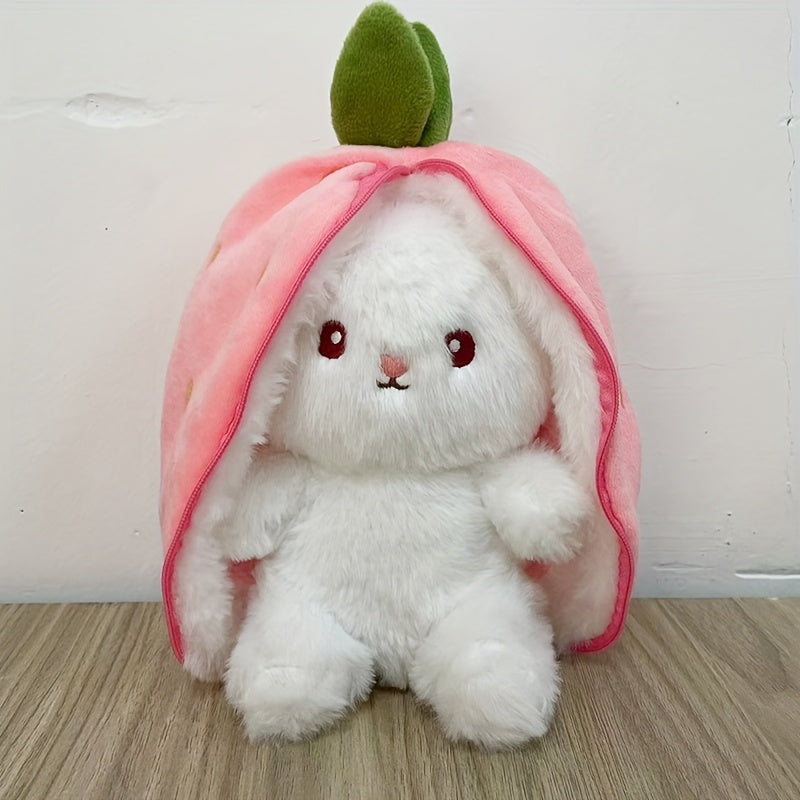 Transforming Rabbit Pillow Strawberry Plush Toy