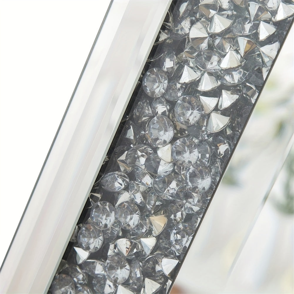 Extra Large Crushed Crystal Silver Vanity Wall Mirror (120cm)