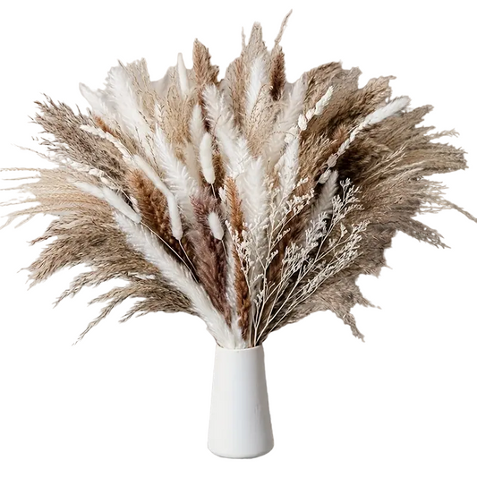 Real Touch Dried Flower Set - 50pcs Artificial Rabbit Tail Reed Set (90cm)