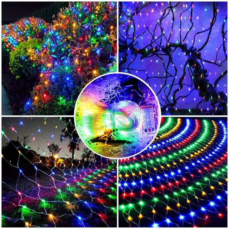 Radiant Nightfall: 192 LED Solar Lights on Transparent Wire