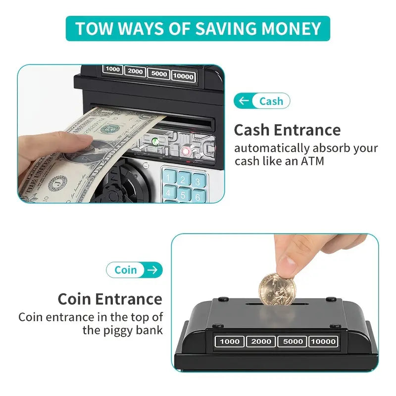Electronic Password Piggy Bank - Fun & Secure Savings (Black)