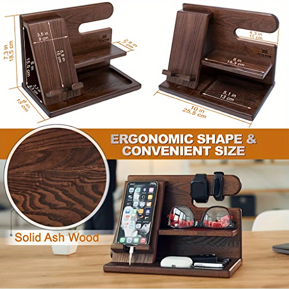 Wooden Phone & Watch Holder, Key & Wallet Organizer