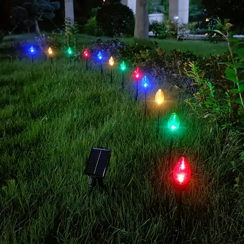 Solar C9 Pointed Bubble Color Lawn Lights - 12-in-1 Pack