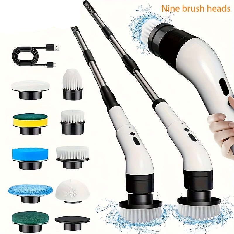 Cordless Electric Scrubber with 9 Brush Heads