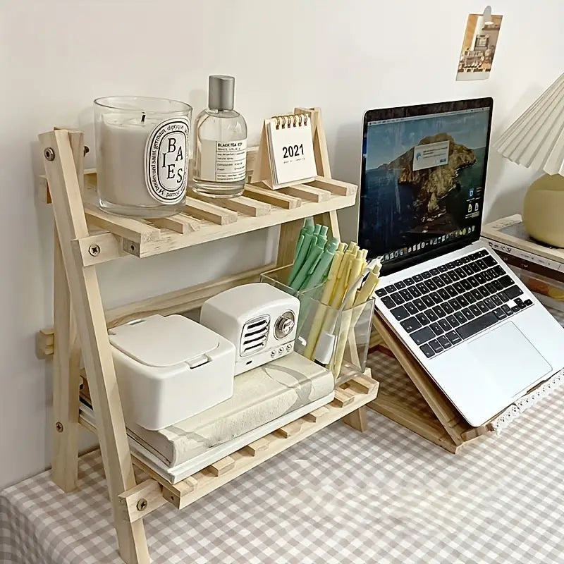 Clutter-Free and Chic: Wooden 2-Tiers Desktop Organizer Shelves
