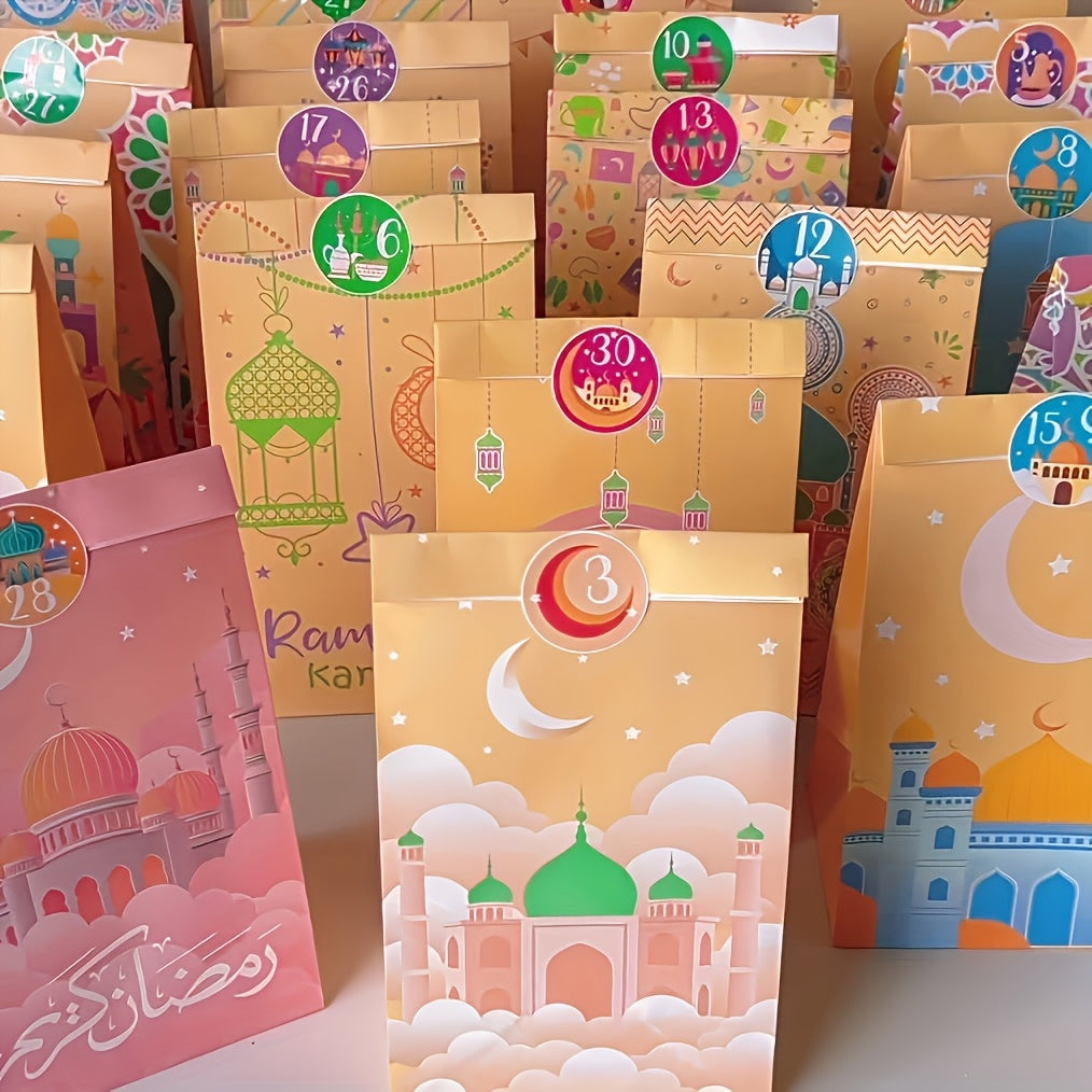 Ramadan Countdown Kraft Paper Bags Set (60 Pieces)