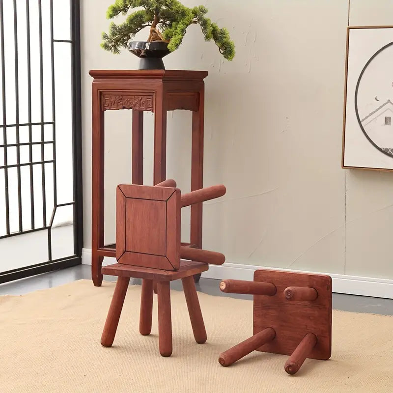 Vintage Red Sandalwood Small Wooden Stool