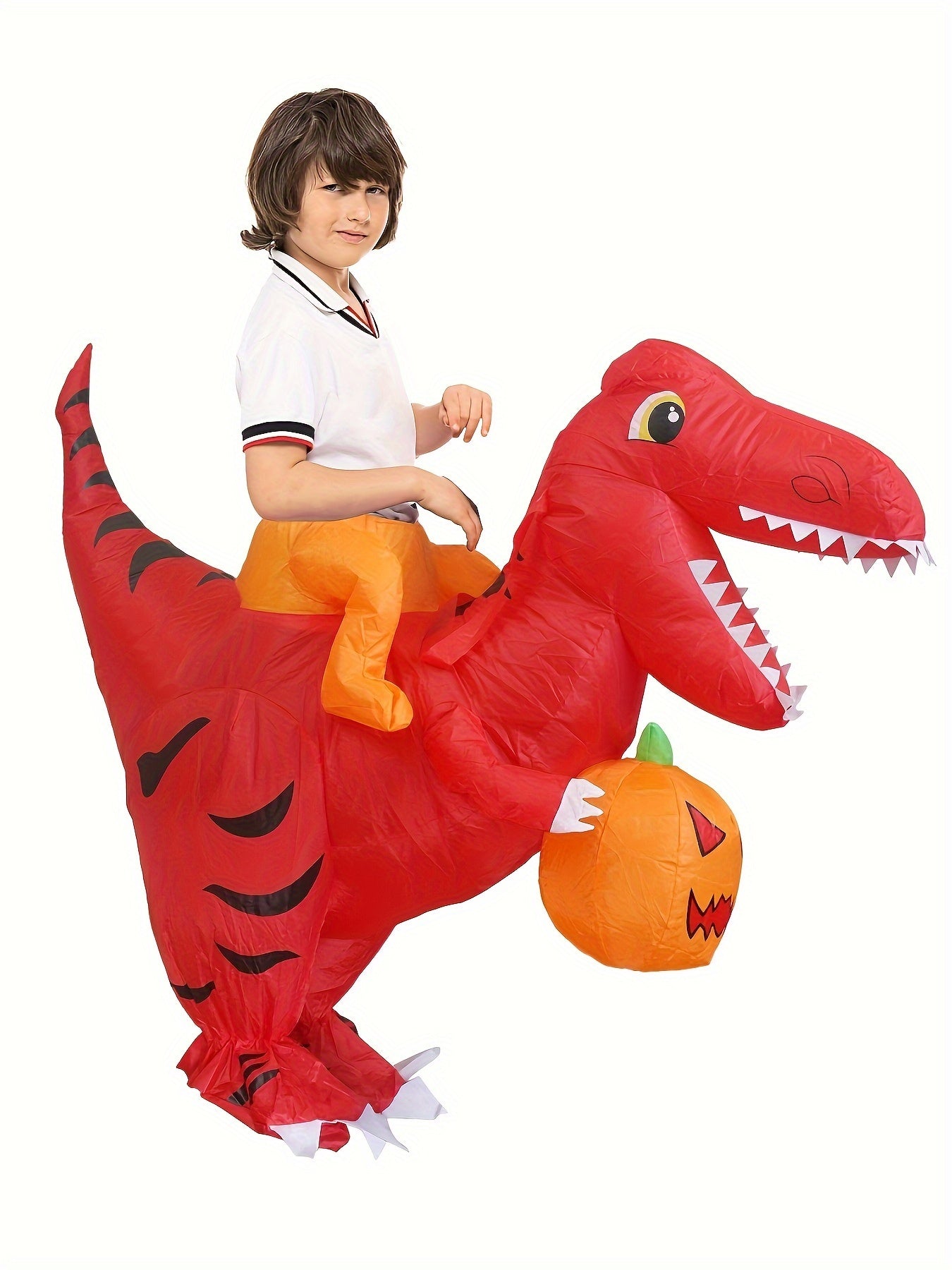 Dinosaur Halloween Costume with Pumpkin