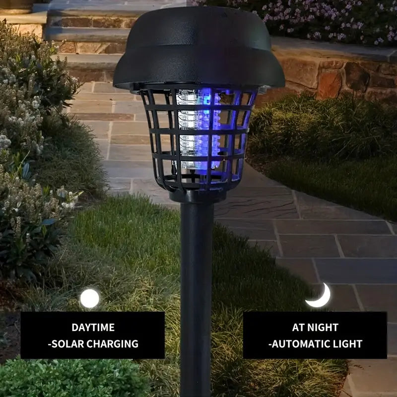 2pcs Solar Mosquito Killer Lamp Set - Outdoor Waterproof Fly Trap & Insect Repellent