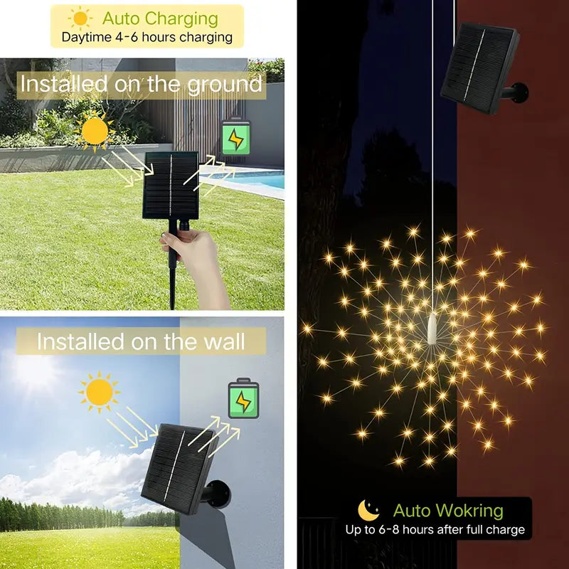 Glistening Christmas: 4-Pack Hanging Solar Firework Lights
