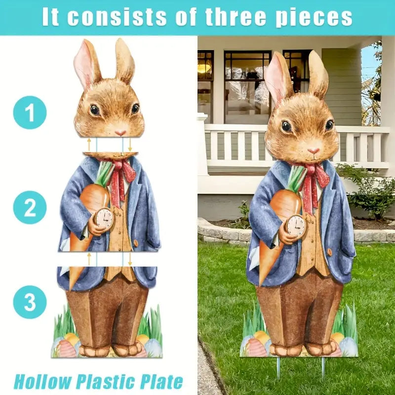 Easter Yard Signs Duo with Stakes - Whimsical 89.92cm Large Bunny Lawn Decorations (2pcs)