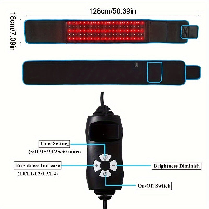 660nm Red & 850nm Near Infrared Light Therapy Heated Wrist Belt(Black)