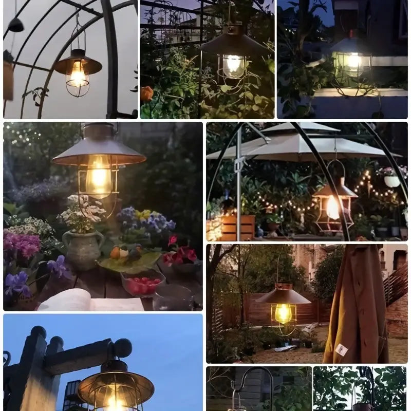 Black Vintage Solar-Powered Art Courtyard Chandelier - Outdoor Garden Decor