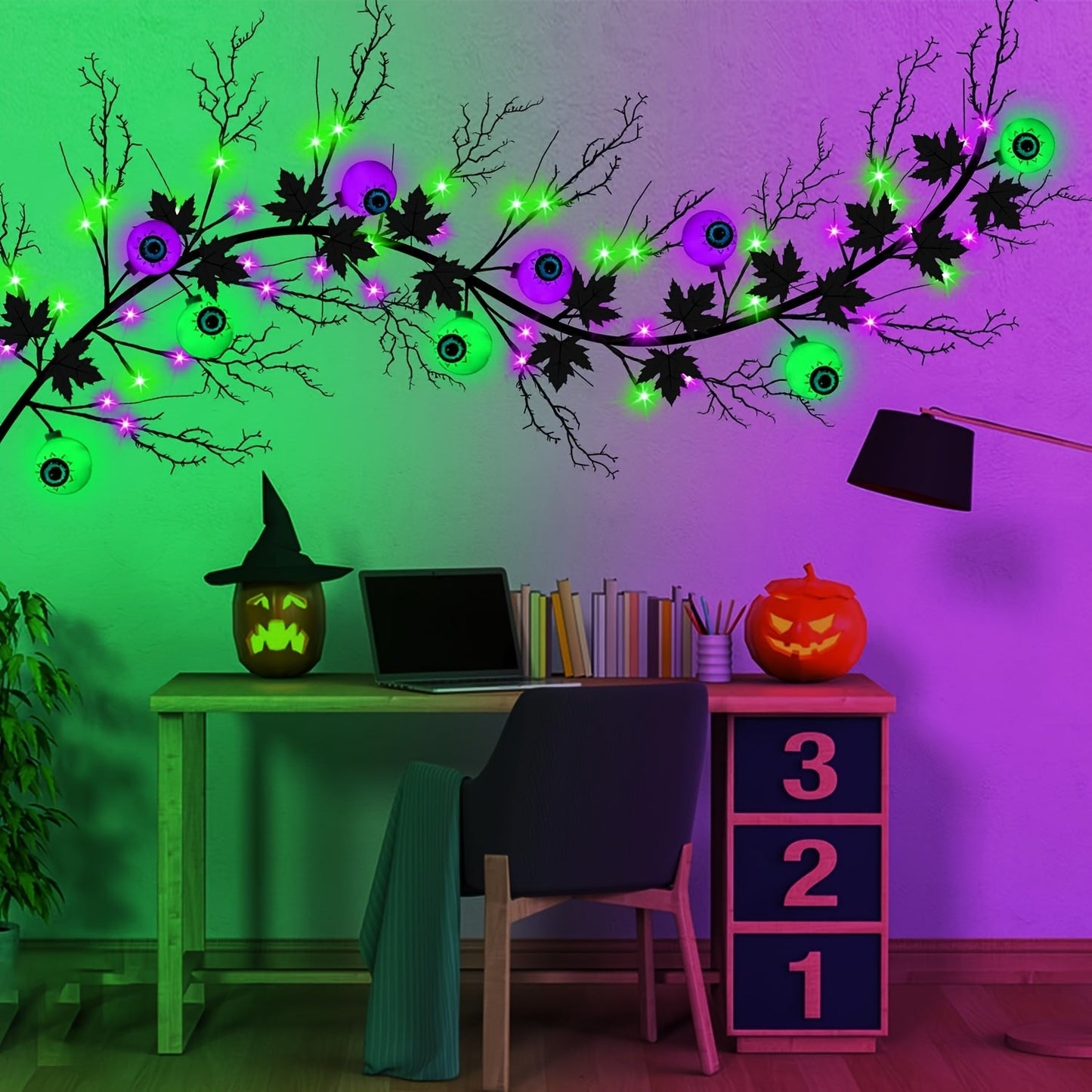 Halloween Willow Vine Garland with 54 LED Lights