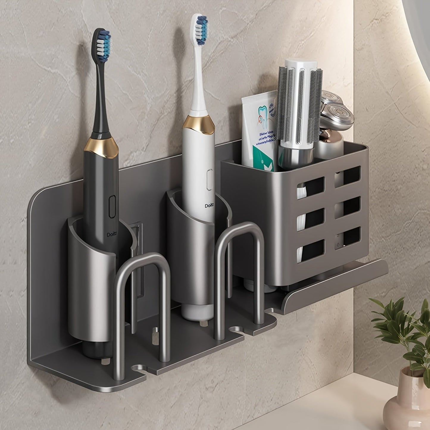Wall Mount Aluminum Toothbrush Razor Holder
