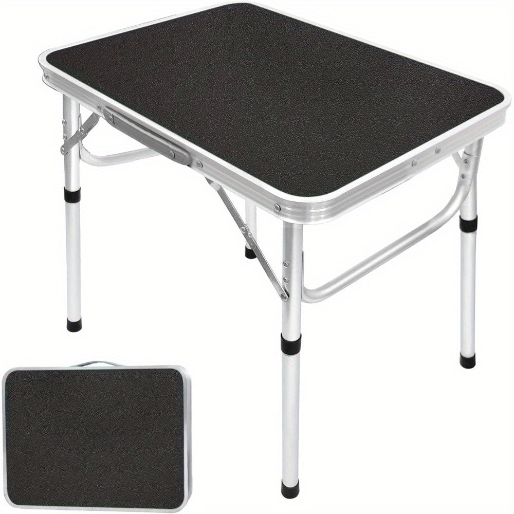 Adjustable Height Folding Table Portable Black