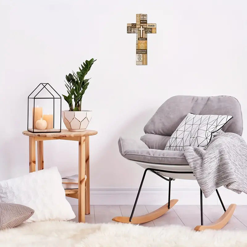 Faithful Reminders: Wooden Christian Cross Wall Decor with Biblical Verse