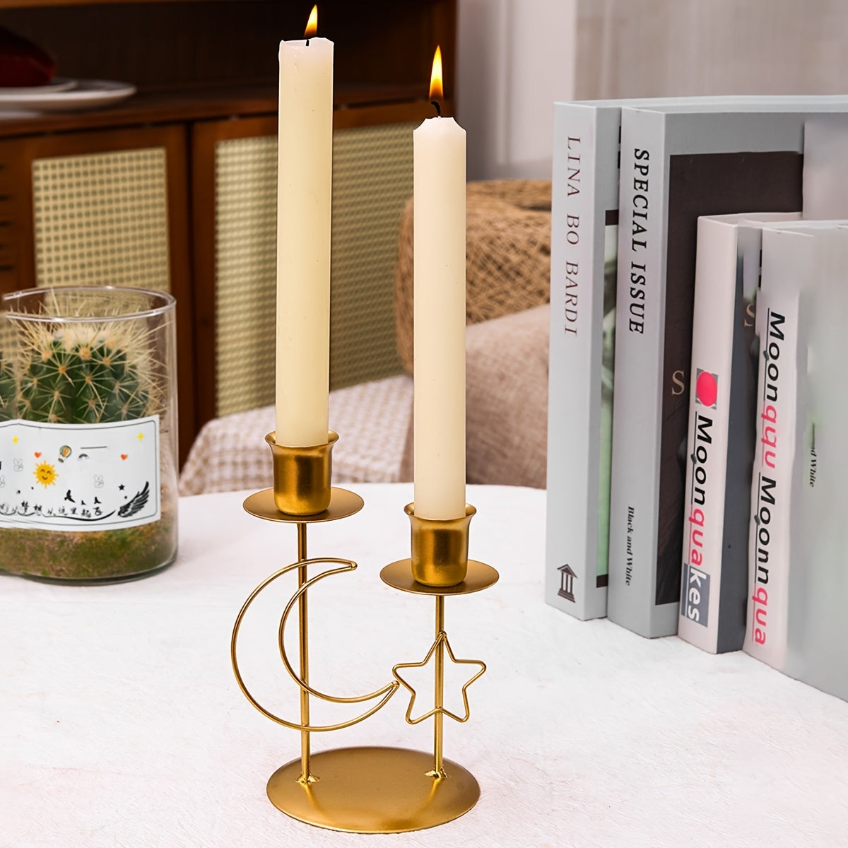 Golden Star Moon Ramadan Candle Holder